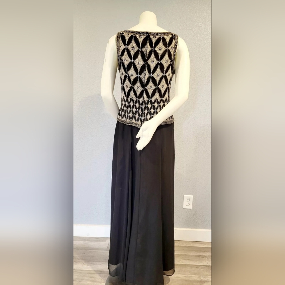 Vintage 100%PureSilk Mark & John by Gopal Dress M Sequins Beaded Long Maxi Gown - Picture 7 of 15